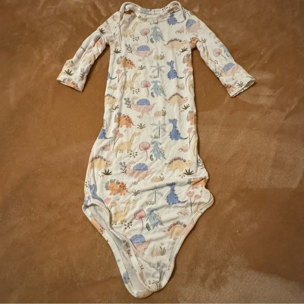 Angel Dear Baby Dinosaur Floral Bamboo Viscose Knotted Gown Sleeper 0-3M